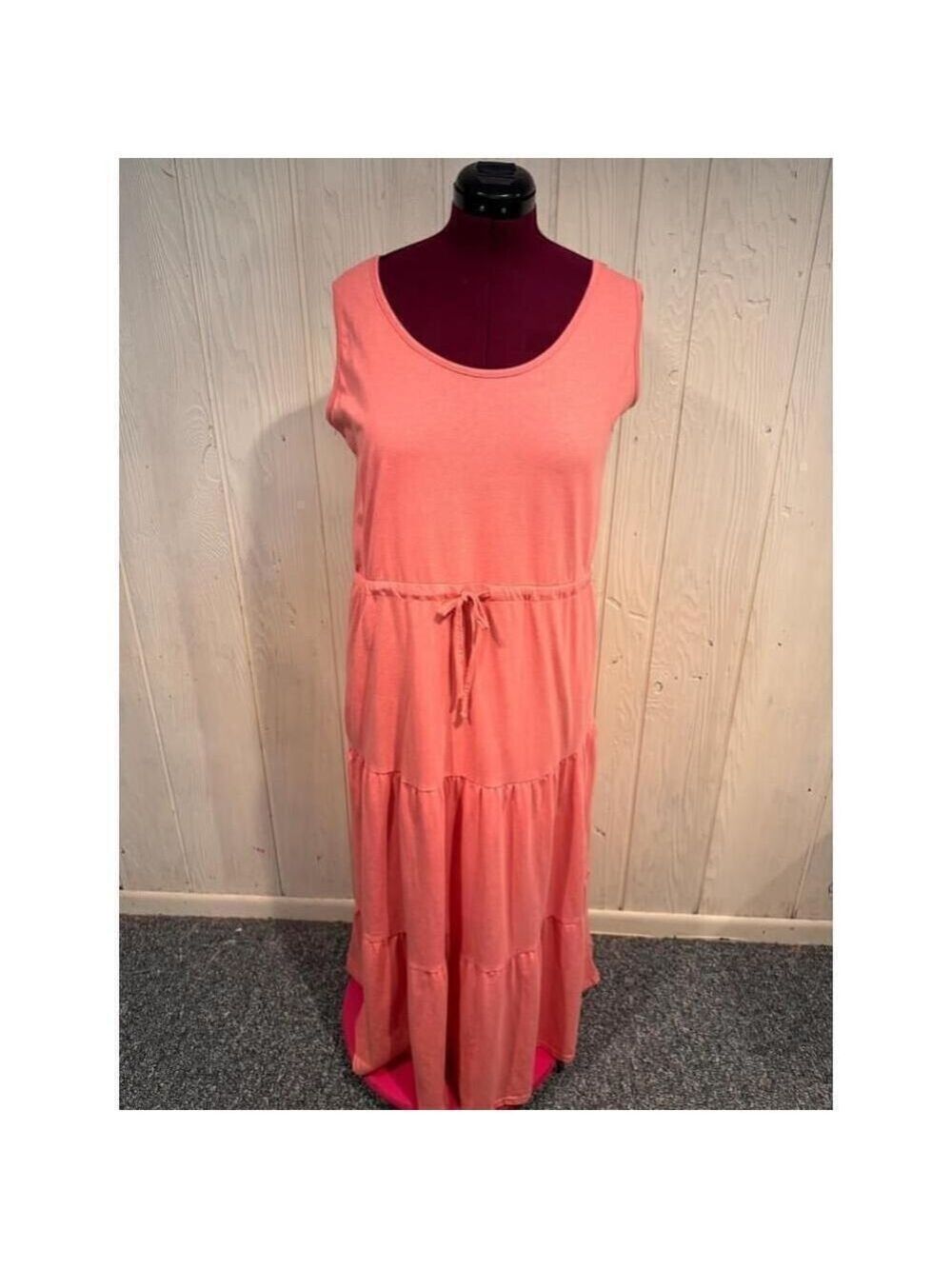 Serra XL Pink Spaghetti Strap Tiered Elastic Waist Maci Dress XL
